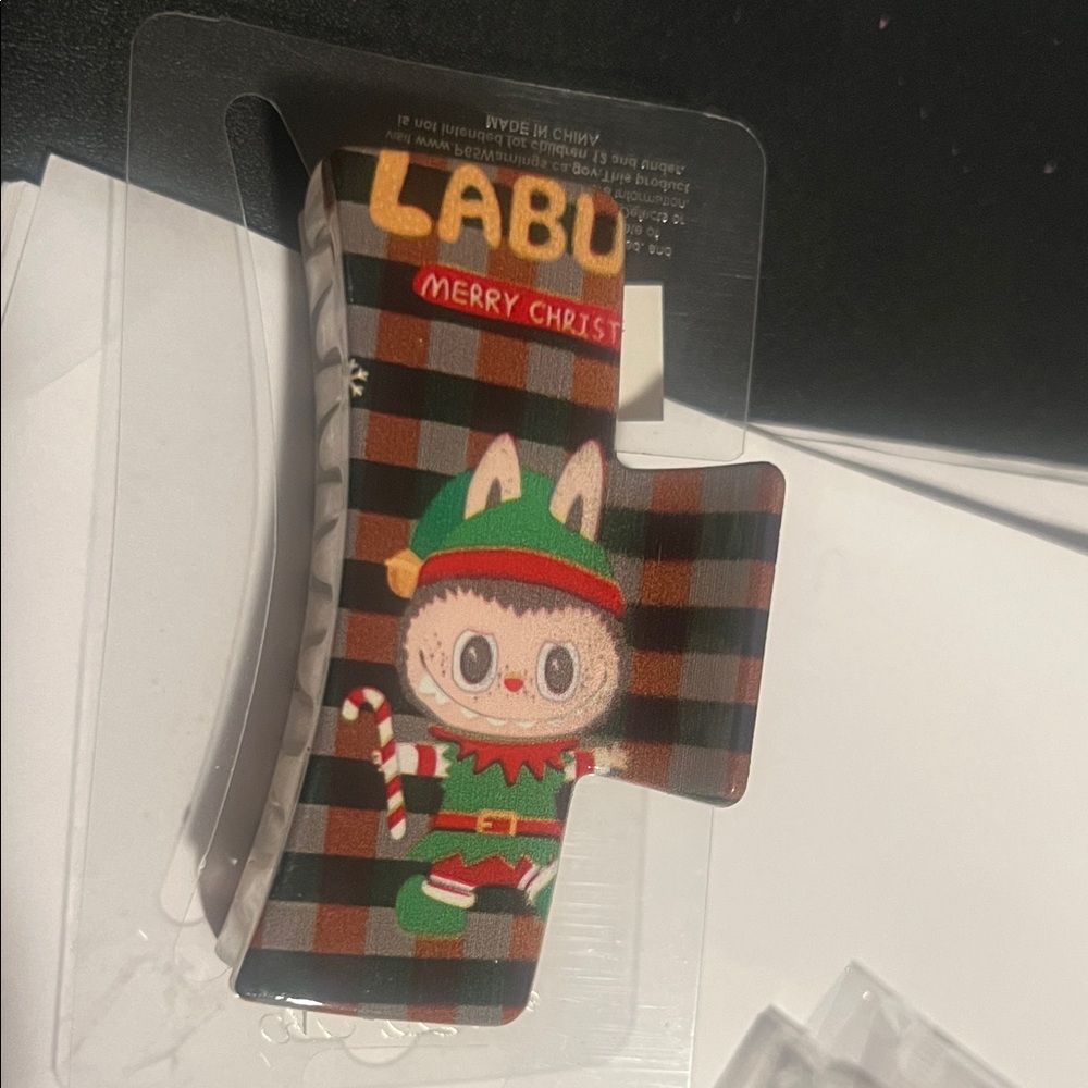 LABU Kids Christmas Hair Clip - Festive Black and Red